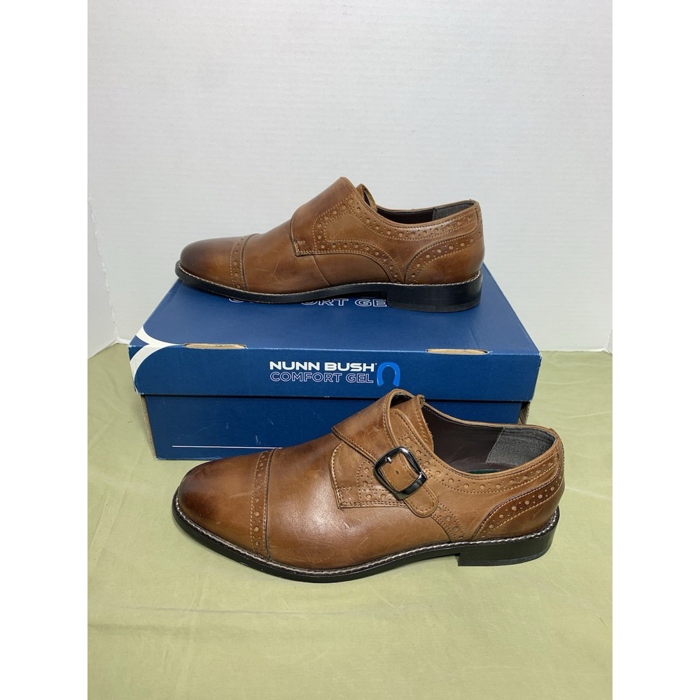 Nunn Bush Vintage Brown Leather Men's Dress Shoes Size 9M Newton Monk Strap